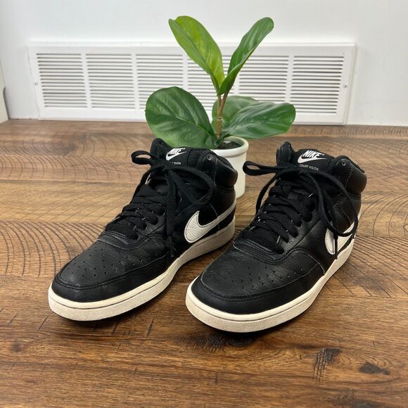 NIKE 6.5 Court Vision Next Nature Mid Sneaker Black White Trainer - Picture 1 of 9